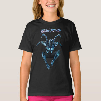 Blue Beetle Leaping Character Art T-Shirt