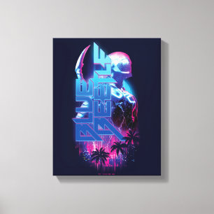 Blue Beetle Retrowave City Lights Canvas Print
