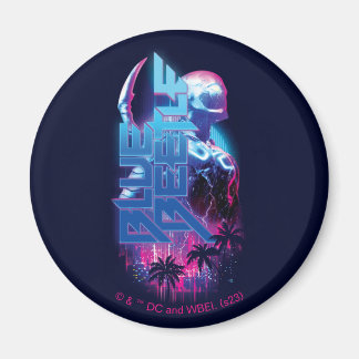 Blue Beetle Retrowave City Lights Magnet