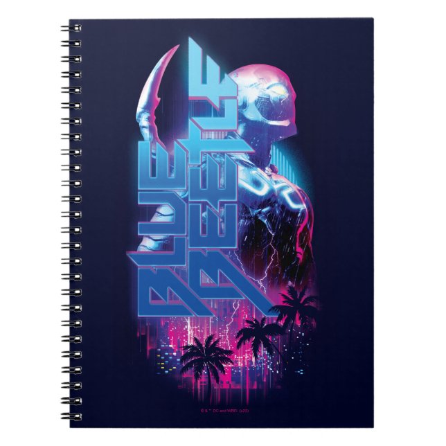 Blue Beetle Retrowave City Lights Notebook (Front)