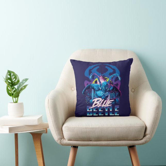 Blue Beetle Retrowave City Sunset Cushion (Chair)