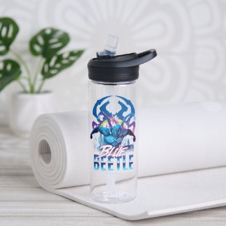 Blue Beetle Retrowave City Sunset Water Bottle