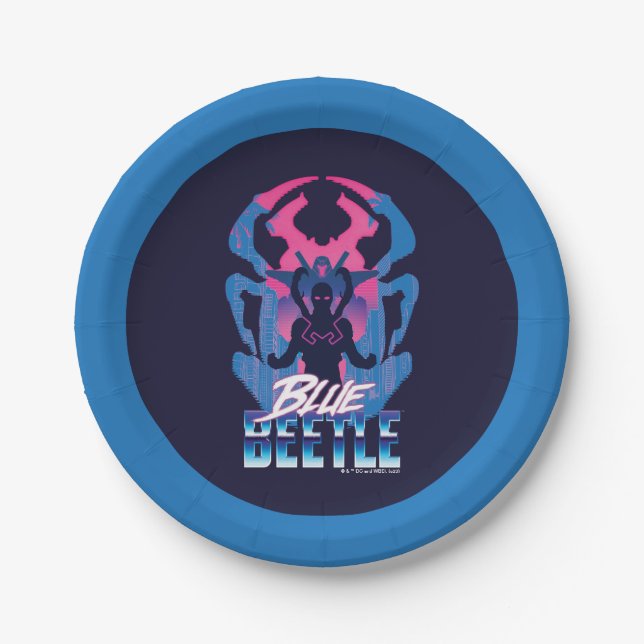 Blue Beetle Retrowave Versus Graphic Paper Plate (Front)