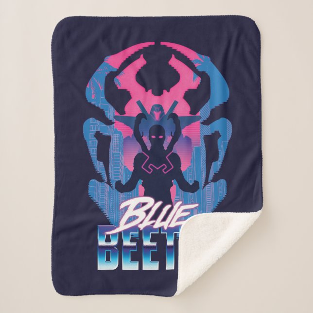Blue Beetle Retrowave Versus Graphic Sherpa Blanket (Front)