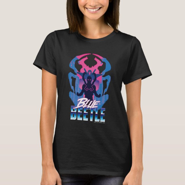Blue Beetle Retrowave Versus Graphic T-Shirt (Front)