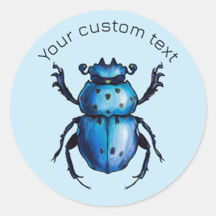 Blue Beetle Scarab Art - Insect Lover Entomology Classic Round Sticker