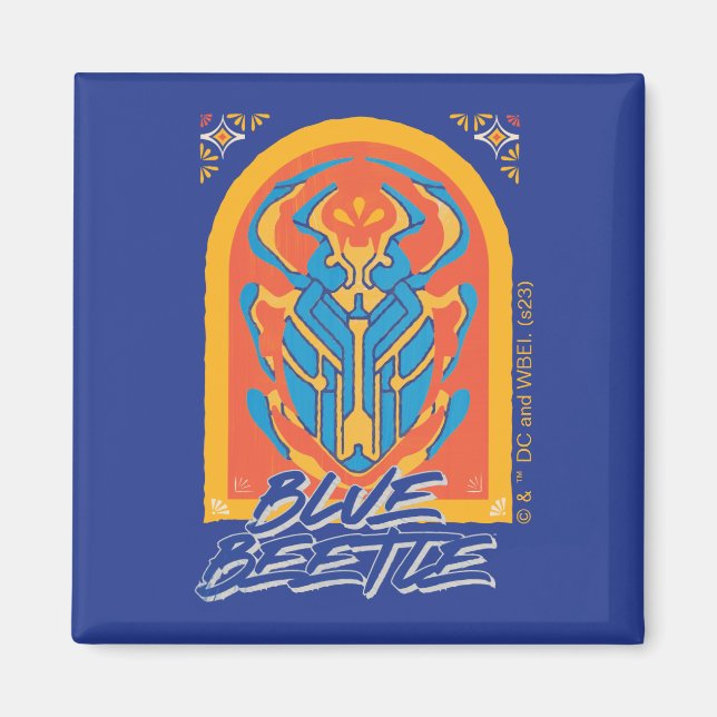 Blue Beetle Scarab Talavera Graphic Magnet (Front)