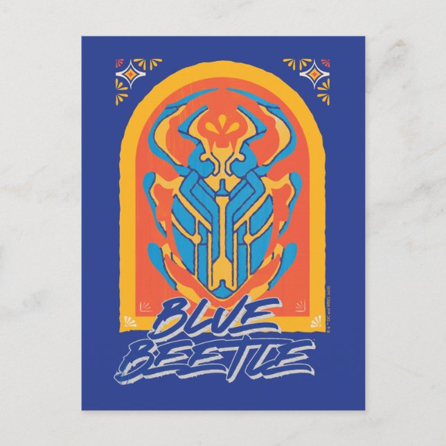 Blue Beetle Scarab Talavera Graphic Postcard (Front)
