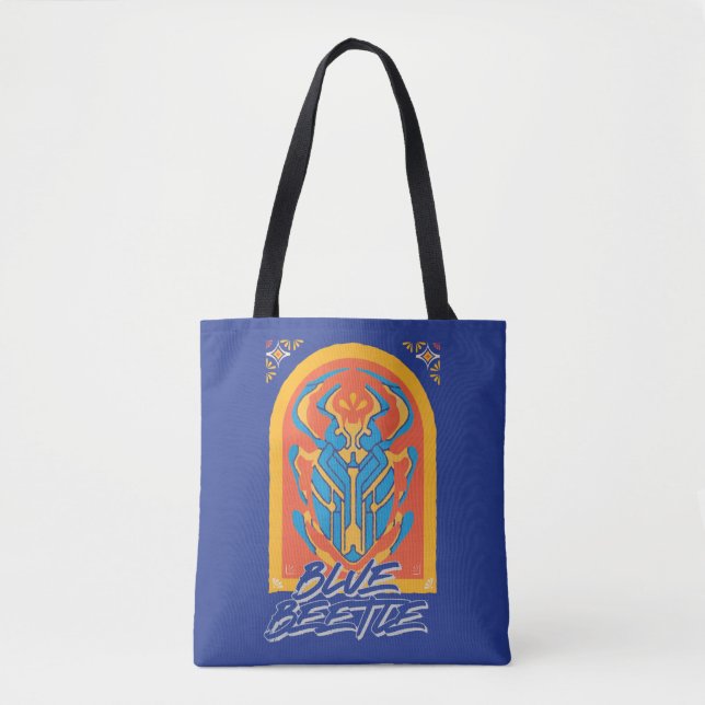 Blue Beetle Scarab Talavera Graphic Tote Bag (Front)