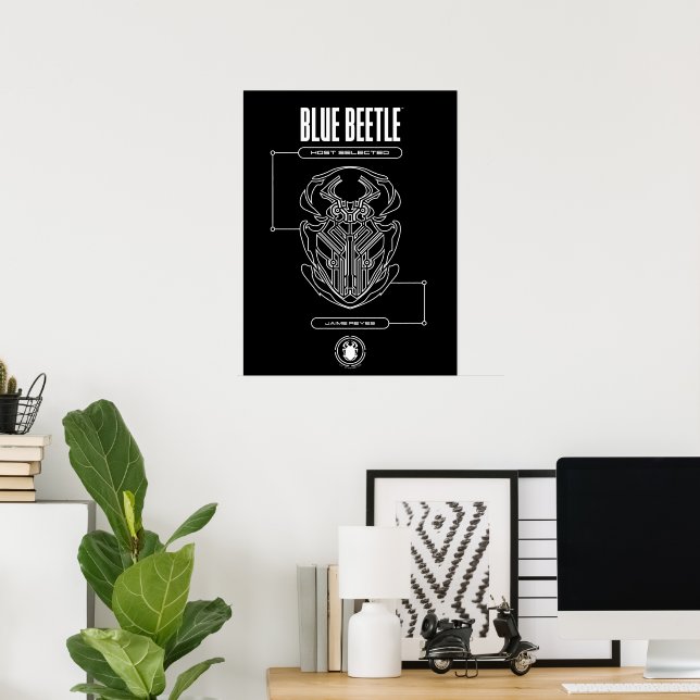 Blue Beetle Scarab Tech Graphic Poster (Home Office)