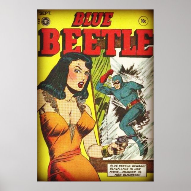 Blue Beetle Vintage Golden Age Comic Book Poster (Front)
