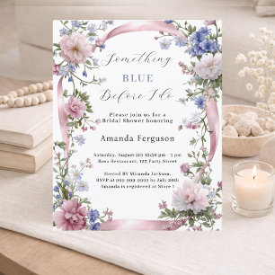 Blue before I do florals Bridal Shower invitation