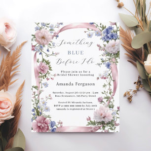 Blue before I do florals Bridal Shower invitation