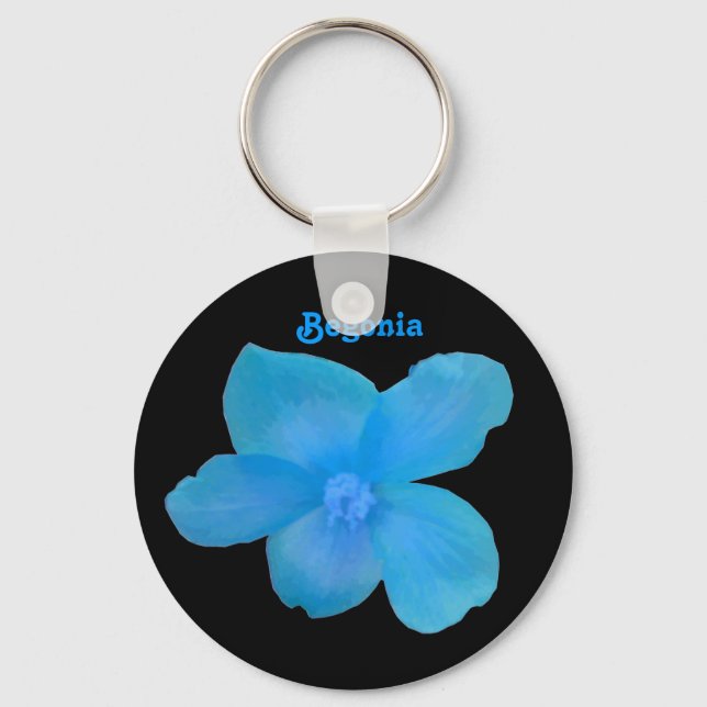 Blue Begonia Customisable Keychain (Front)