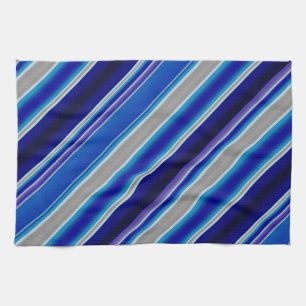 Blue Beige and Lavender Stripes Tea Towel