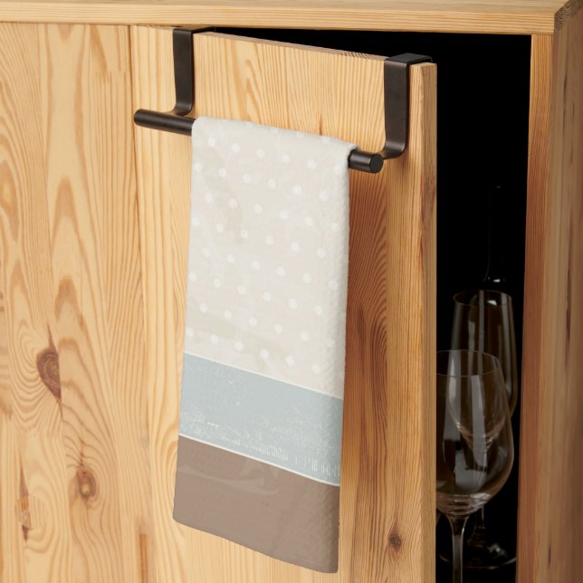  Blue Beige Brown Soft Polka Dots Retro Background Tea Towel (Thirds Fold)