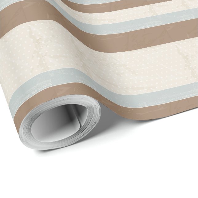  Blue Beige Brown Soft Polka Dots Retro Background Wrapping Paper (Roll Corner)