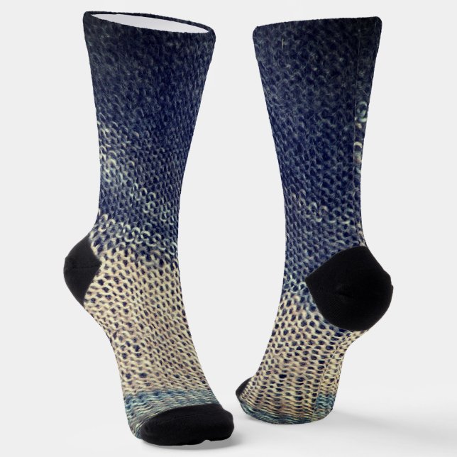 Blue Beige Calf Socks (Angled)