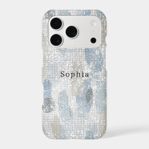 Blue Beige Cream Abstract Streaks Sparkle
