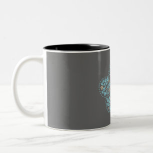 Blue Beige Floral Bloom – Dark Grey Botanical Mode Two-Tone Coffee Mug