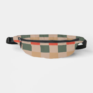 Blue Beige Orange Brown Chequered Gingham Pattern Bum Bags