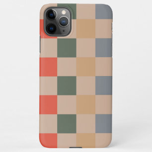 Blue Beige Orange Brown Chequered Gingham Pattern iPhone 11Pro Max Case