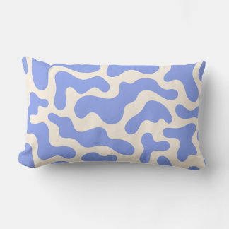 Blue Beige Organic Wavy Pattern Lumbar Cushion