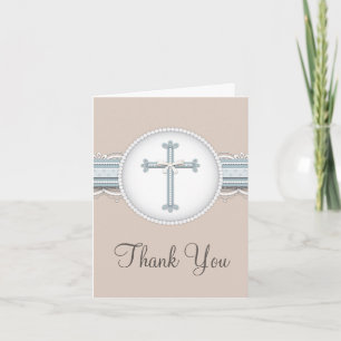 Blue   Beige Religious Celebration Thank You Card
