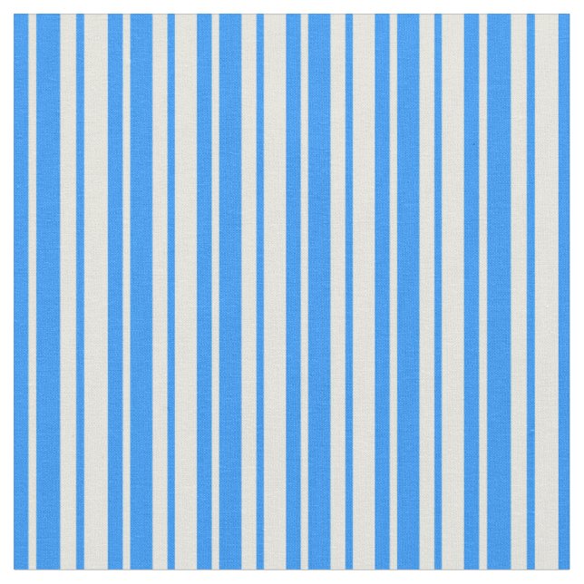 Blue & Beige Stripes/Lines Pattern Fabric (Close Up)