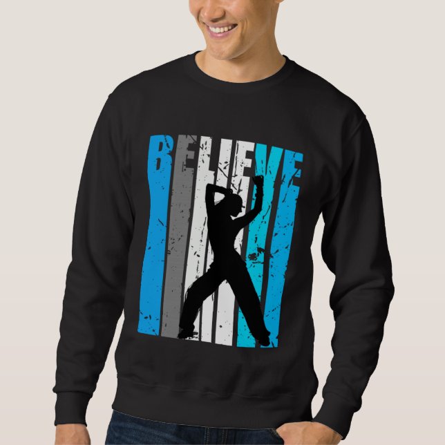 Blue Believe Dance Motivational Girls Team Retro Sweatshirt (Front)