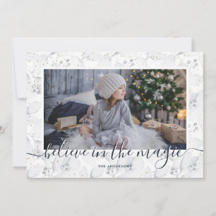 Blue Believe In the Magic Photo Christmas Cards