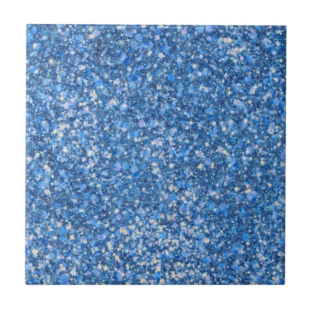 Blue Belle Colour Faux Glitter Ceramic Tile (Front)