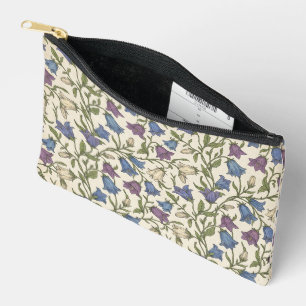 Blue Bellflower Pattern - Aesthetic Botanical Flor Accessory Pouch