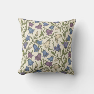 Blue Bellflower Pattern - Aesthetic Botanical Flor Cushion