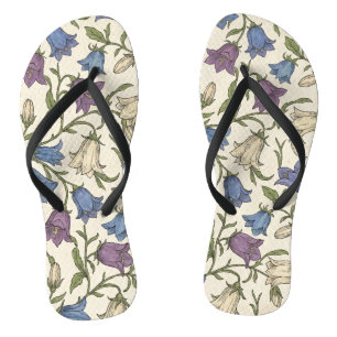 Blue Bellflower Pattern - Aesthetic Botanical Flor Thongs
