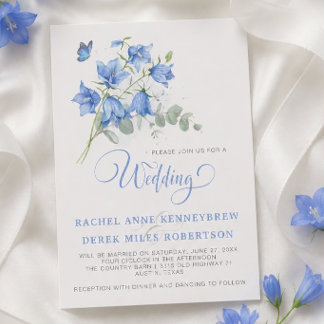 Blue Bellflower Wedding Invitation