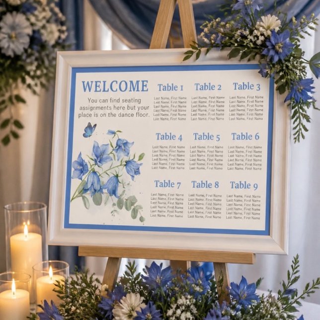 Blue Bellflower Wedding Seating Chart (Creator Uploaded)