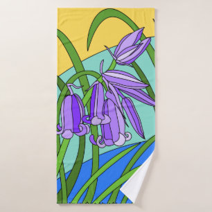 Blue bells in the forest bath towel
