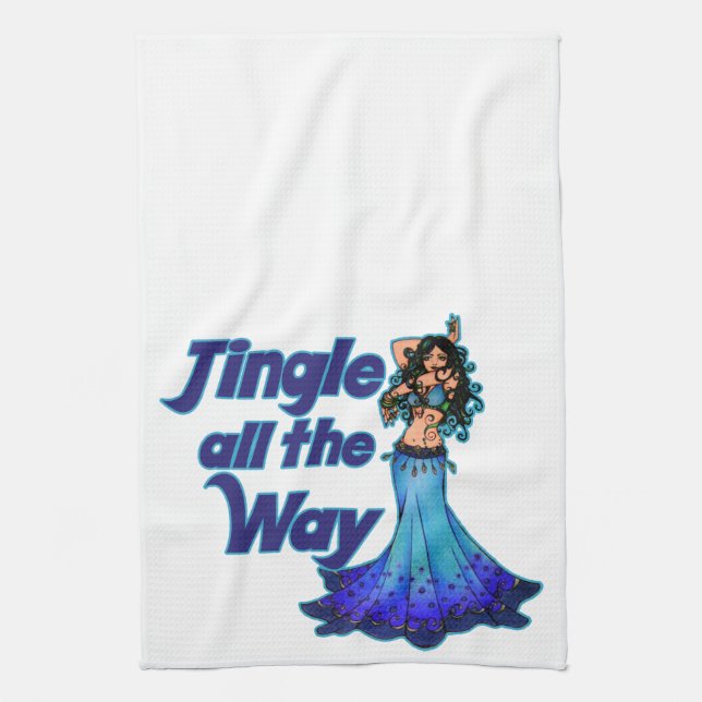 Blue belly dancer tea towel (Vertical)