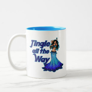 Blue belly dancer Two-Tone coffee mug