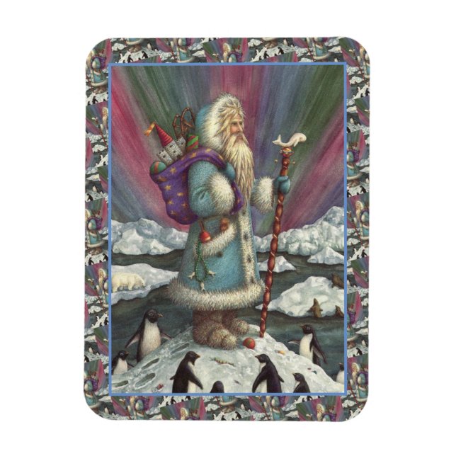 BLUE BELSNICKLE, NORTHERN LIGHTS & PENGUINS MAGNET (Vertical)