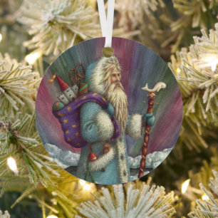 BLUE BELSNICKLE, NORTHERN LIGHTS & PENGUINS METAL TREE DECORATION