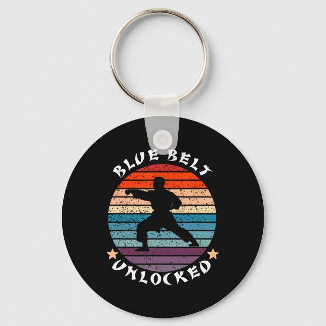 Blue Belt Level Unlocked Achievement Karate Keep T Key Ring (Front)