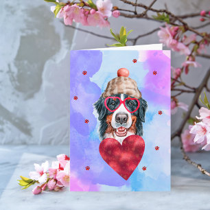 Blue Bernese Mountain Valentine's Day Gift Dog Card