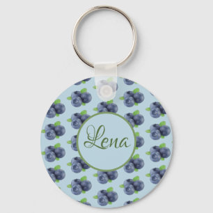 blue berries personalized  key ring
