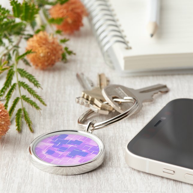 "Blue Berry" Geometric  Art Key Ring (Side)