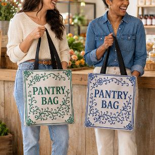 "BLUE-BERRY" PANTRY BAG CHINOISERIE TOTE