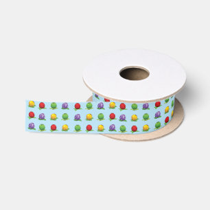 Blue Berry Pattern Satin Ribbon