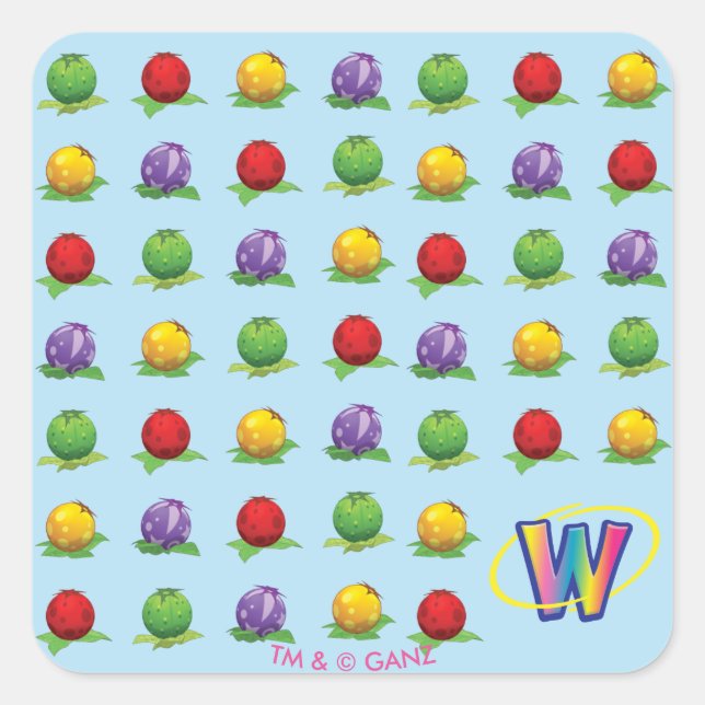 Blue Berry Pattern Square Sticker (Front)