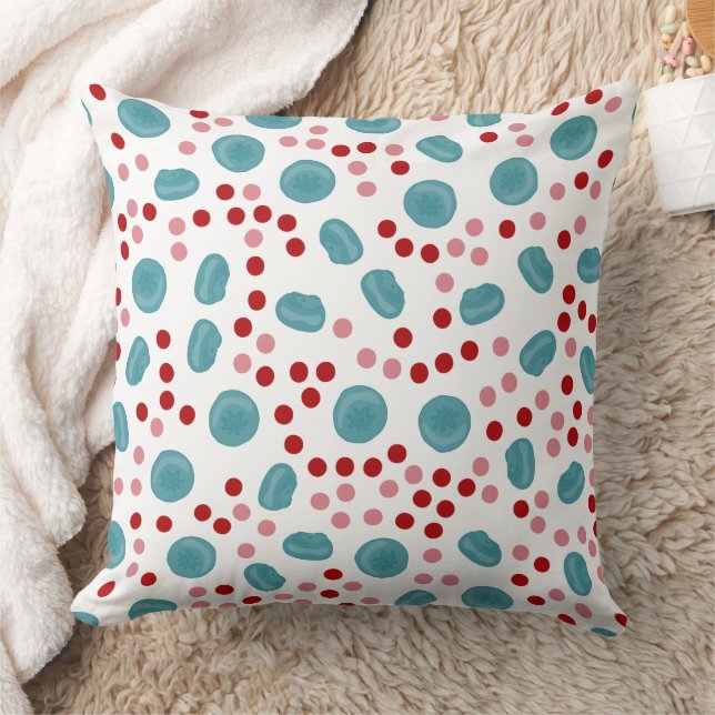 Blue Berry & Red Polka Dot Pattern Cushion (Blanket)